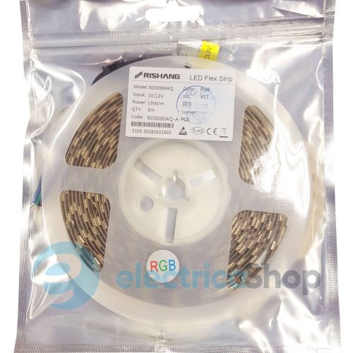 Лента cветодиодная 60 Led/m RGB 12V, 12.9Вт, IP20 5050-60-IP20-RGB-10-12 RISHANG RD0060AQ (11691) RGB