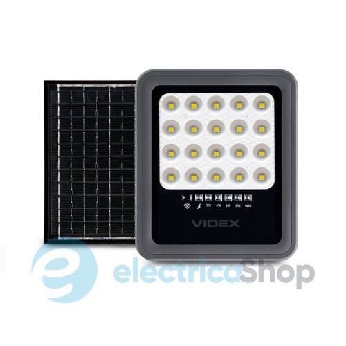 LED прожектор VIDEX 20W 500Lm 5000K 3,2V (VLE-FSO3-205) 27409 на сонячній панелі з пул