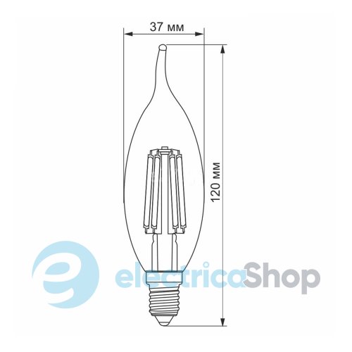 LED лампа VIDEX  Filament C37FtA 6W E14 2200K бронза VL-C37FtA-06142