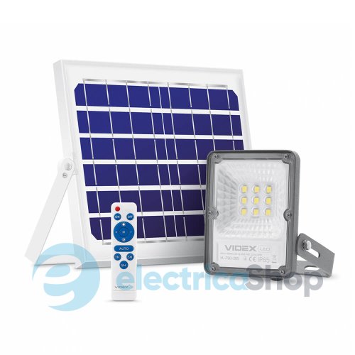Світлодіодний прожектор VIDEX LED 20W 600Lm 5000K 3,2V (VL-FSO-205) 25742 на сонячній панелі з пульт