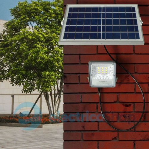 Світлодіодний прожектор VIDEX LED 20W 600Lm 5000K 3,2V (VL-FSO-205) 25742 на сонячній панелі з пульт