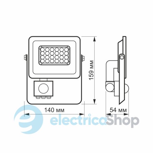 LED прожектор VIDEX F2e 20W 5000K VL-F2e205W-S 26264 з датчиком руху та освітленості