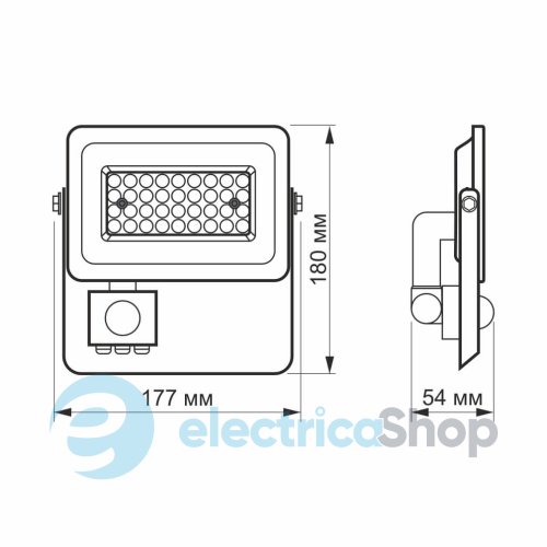 LED прожектор VIDEX F2e 30W 5000K VL-F2e305W-S 26265 з датчиком руху та освітленості