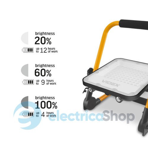 LED прожектор VIDEX PREMIUM F2A 50W 5000K IP65 VL-F2A-505 акумуляторний