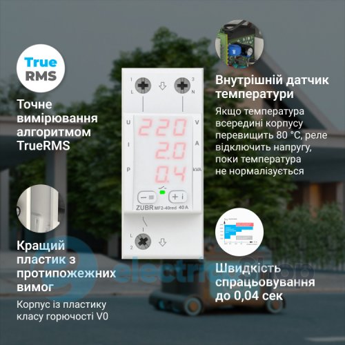 Мультифункциональное реле ZUBR 1-ф, 63 А MF 2-63 red