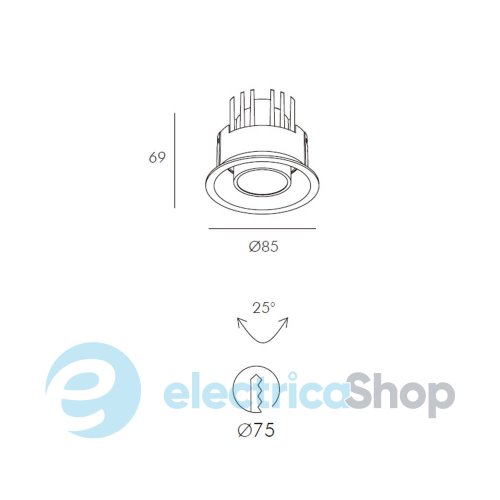 Точечный встраиваемый светильник Skarlat BINOCO RSL74090-1 1х10W WH+BK 4000K