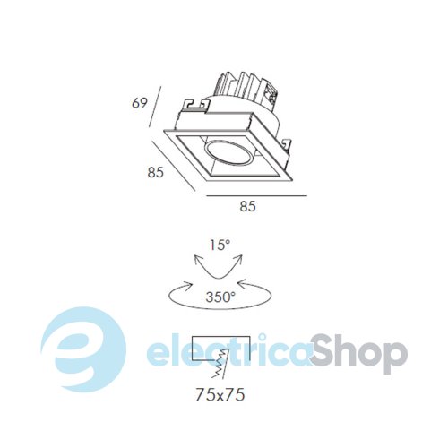 Точечный встраиваемый светильник Skarlat BINOCO RSL74092-1 1х10W WH+BK 3000K