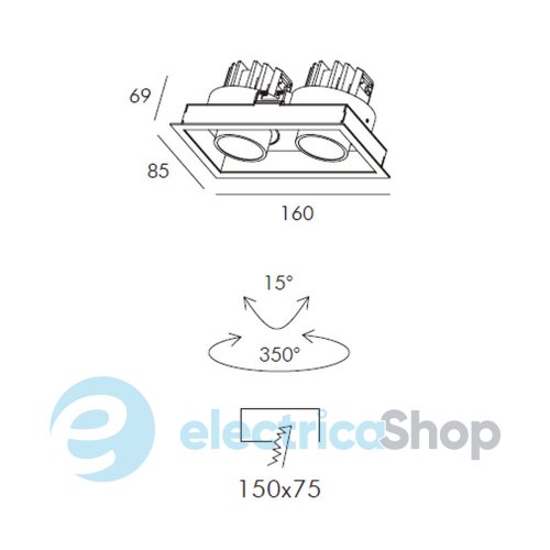 Точечный встраиваемый светильник Skarlat BINOCO RSL74092-2 2х10W WH+BK 4000K