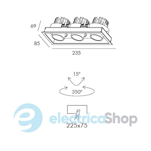 Точечный встраиваемый светильник Skarlat BINOCO RSL74092-3 3х10W WH+BK 3000K