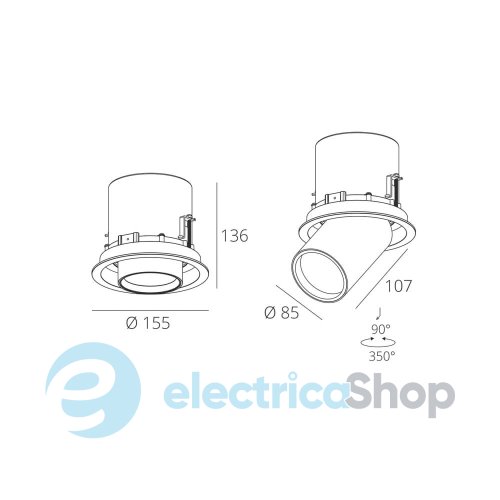 Вбудований світильник Skarlat LOY RSL74114 25W WH+BK 3000K