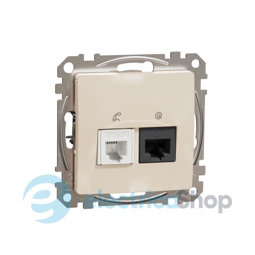 Розетка телекоммуникационная RJ45+RJ11 6UTP SE Sedna Design SDD112468 бежевый