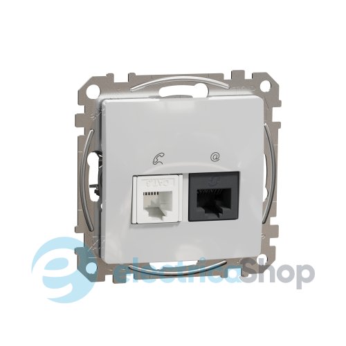 Розетка телекоммуникационная RJ45+RJ11 6UTP SE Sedna Design SDD113468 алюминий