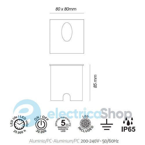 Уличный встраиваемый светильник Mantra ASPEN STEP LIGHT OUTDOOR LED IP65 7026