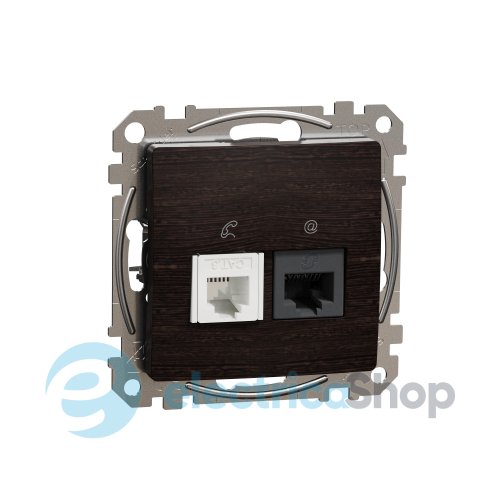 Розетка телекоммуникационная RJ45+RJ11 6UTP SE Sedna Elements SDD181468 венге
