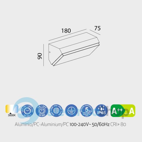 Вуличний настінний світильник Mantra SOLDEN WALL LAMP OUTDOOR LED IP65 7070