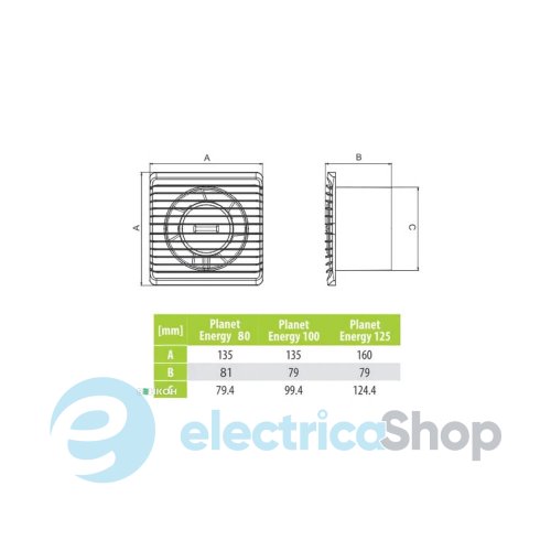 Витяжний вентилятор AirRoxy 01-095 Planet Energy Standard Ø 125 S