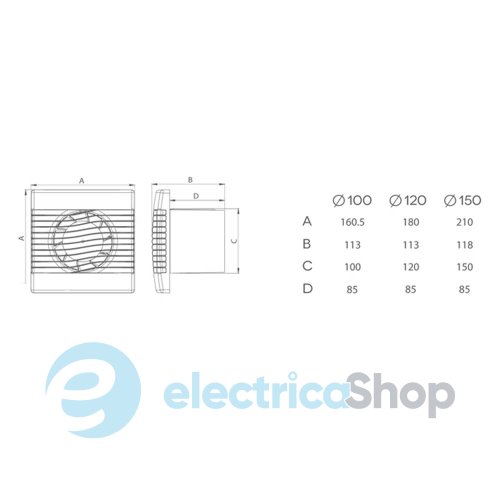 Вытяжной вентилятор AirRoxy 01-009 pRim Standard Ø 150 S 