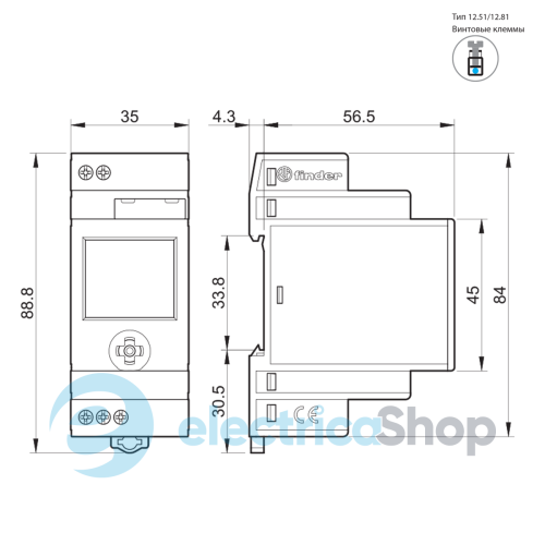 Цифрове астрономічне реле часу 1ПК 16А/230V NFC Finder 12.81.8.230.0000