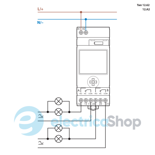 Цифрове тижневе реле часу 2ПК 16А/230V NFC Finder 12.62.8.230.0000
