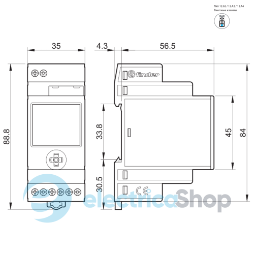 Цифрове тижневе реле часу 2ПК 16А/230V NFC Finder 12.62.8.230.0000