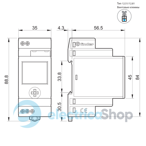 Цифрове тижневе реле часу 1ПК 16А/24V AC/DC NFC Finder 12.61.0.024.0000