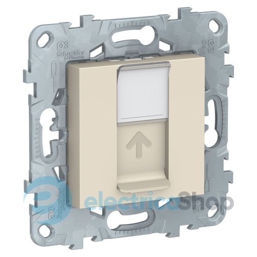 Розетка комп'ютерна, RJ45, одиночна, кат. 6 UTP, Unica New бежевий