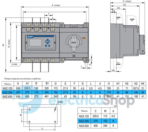 Моноблочное устройство АВР NXZ-250/4A 200A Chint 171613