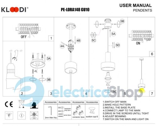 Підвісний світильник Kloodi DECO PE-LORA148 GU10 WH