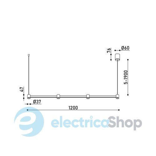 Підвісний світильник Kloodi DECO PE-LOTUS1200 15W 3K BK 24° LED