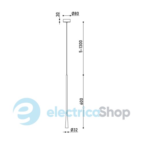 Підвісний світильник Kloodi DECO PE-SURMA600 7W 3K BK 18° LED
