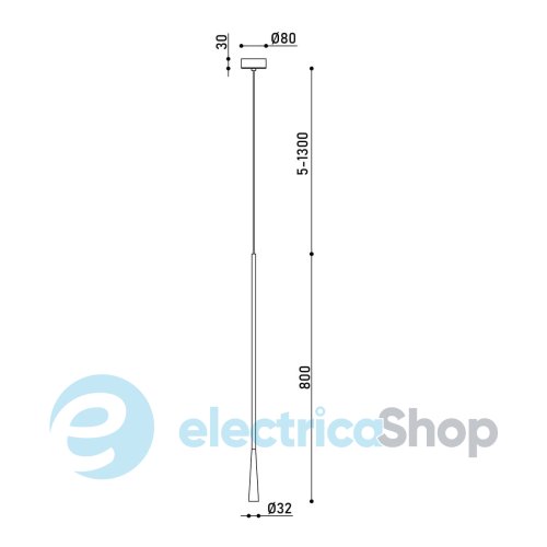 Підвісний світильник Kloodi DECO PE-SURMA800 7W 3K BK 18° LED