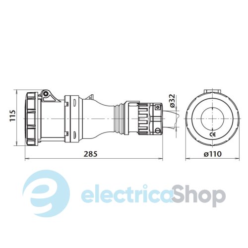 Розетка кабельна 4-п 63A  400V IP67 Sez ISG 6343