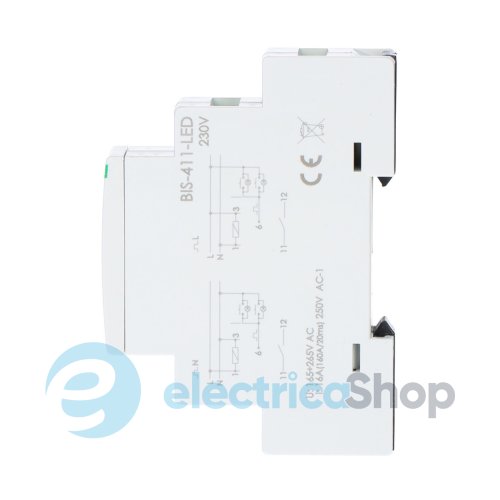 Импульсное реле BIS-411-LED, 1xNO 16А/230V, защита контактов от пусковых токов F&F