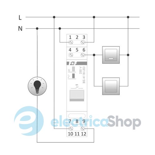 Імпульсне реле BIS-411B-LED, 1xNO/NC 16А/230V LED F&F