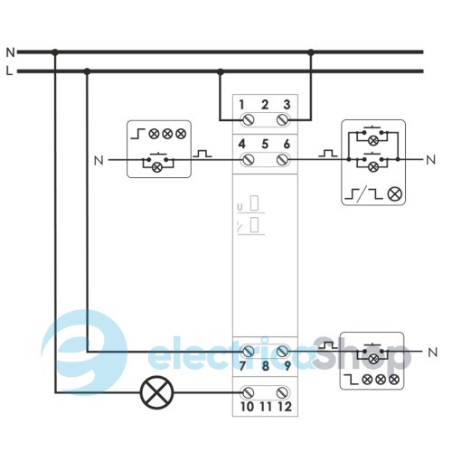 Імпульсне реле BIS-412,1xNO/NC 16А/230V, групове F&F