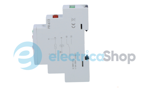 Реле тока приоритетное с проходным каналом, настройка 2-15А, 1НО, Imax=16А, 1 мод., F&F PR-613