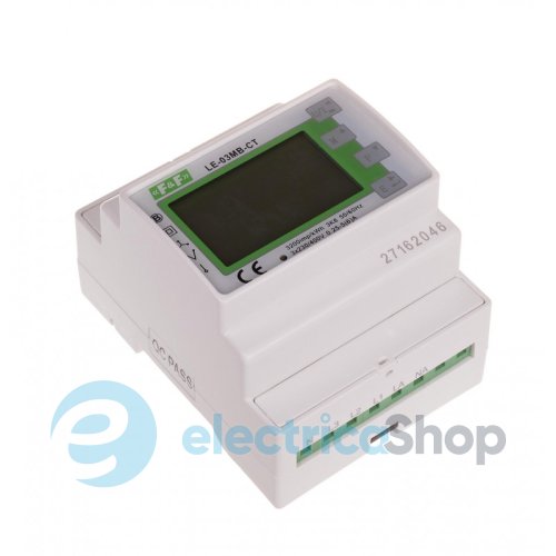 Счетчик электроэнергии LE-03MB-CT F&F, 1/3ф. 1x230V, 3х230V/400V, 5(6)А, трансф., 1 тариф, активн., 2 направ., DIN, M-BUS