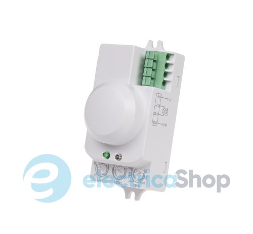 Датчик руху НВЧ мікрохвильовий F&F DRM-01,360° 180-253V AC/5А IP20 накладний, білий