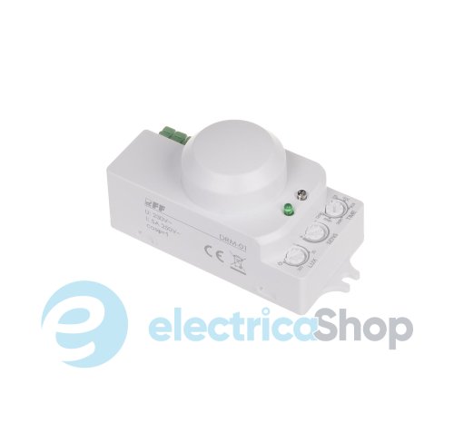 Датчик руху НВЧ мікрохвильовий F&F DRM-01,360° 180-253V AC/5А IP20 накладний, білий
