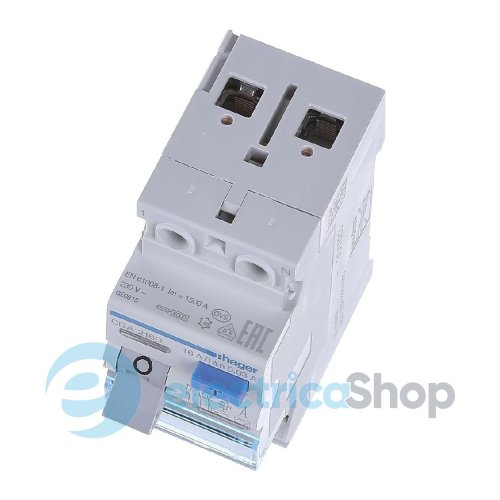 Дифференциальное реле 2P, 6kA, 25A,30mA, A, Hager CDA225D