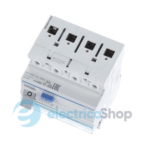 Дифференциальное реле 4P, 6kA, 25A,30mA, A, Hager CDA425D