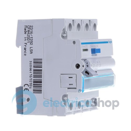 Дифференциальное реле 4P, 6kA, 25A,30mA, A, Hager CDA425D