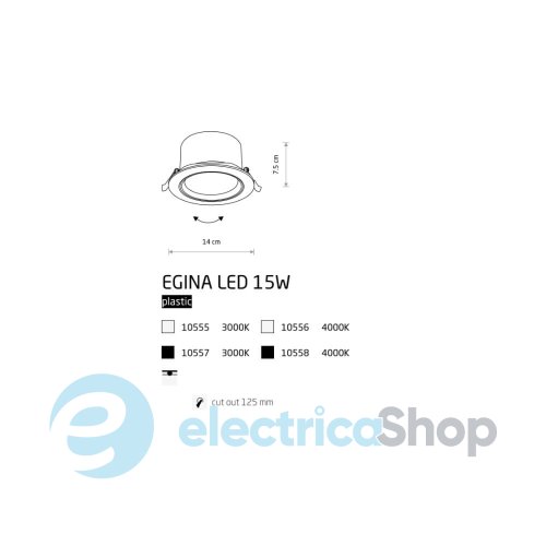 Точковий світильник Nowodvorski LED Egina 4000K 1100Lm 15W Bl 10558