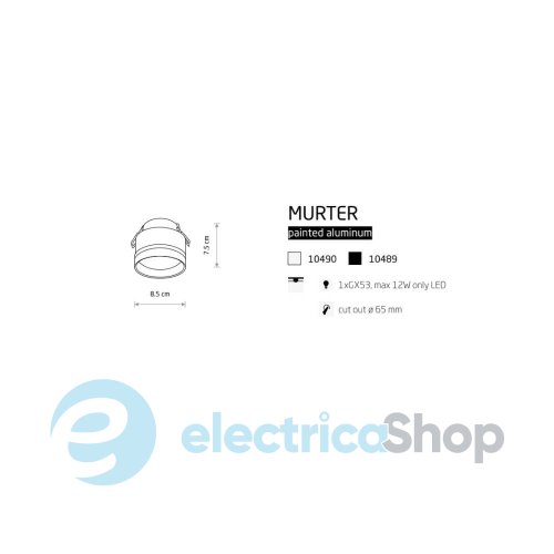Точечный светильник Nowodvorski Murter 12W Wh 10490