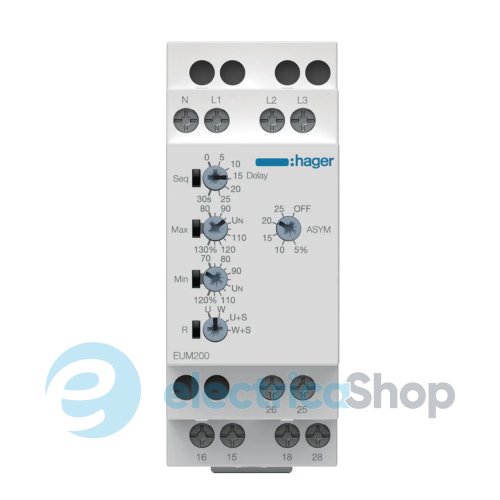 Реле контроля минимального напряжения 1P+N / 3P+N, 2ПК, Hager EUU200