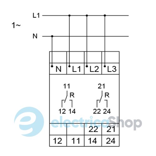 Реле контроля минимального напряжения 1P+N / 3P+N, 2ПК, Hager EUU200