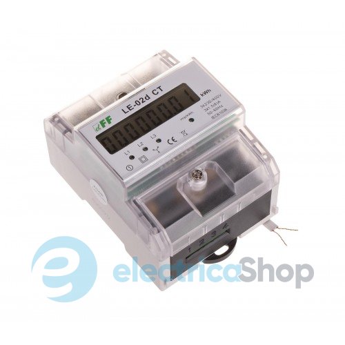 Счетчик электроэнергии LE-02D-CT F&F, 3ф. 3х230V/400V, 5(6)А, трансф., 1 тариф, активн., DIN,
