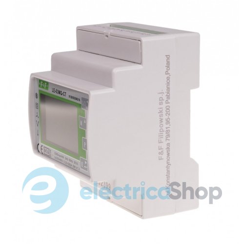 Счетчик электроэнергии LE-03MQ-CT F&F, 1/3ф. 1x230V, 3х230V/400V, 5(6)А, трансф., 1 тариф, 2 направ., DIN, MODBUS RTU, RS485