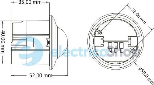 Датчик руху F&F DR-07, вбудований, 360° 230V/1,5А IP20 білий