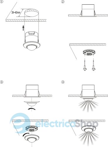 Датчик руху F&F DR-07, вбудований, 360° 230V/1,5А IP20 білий